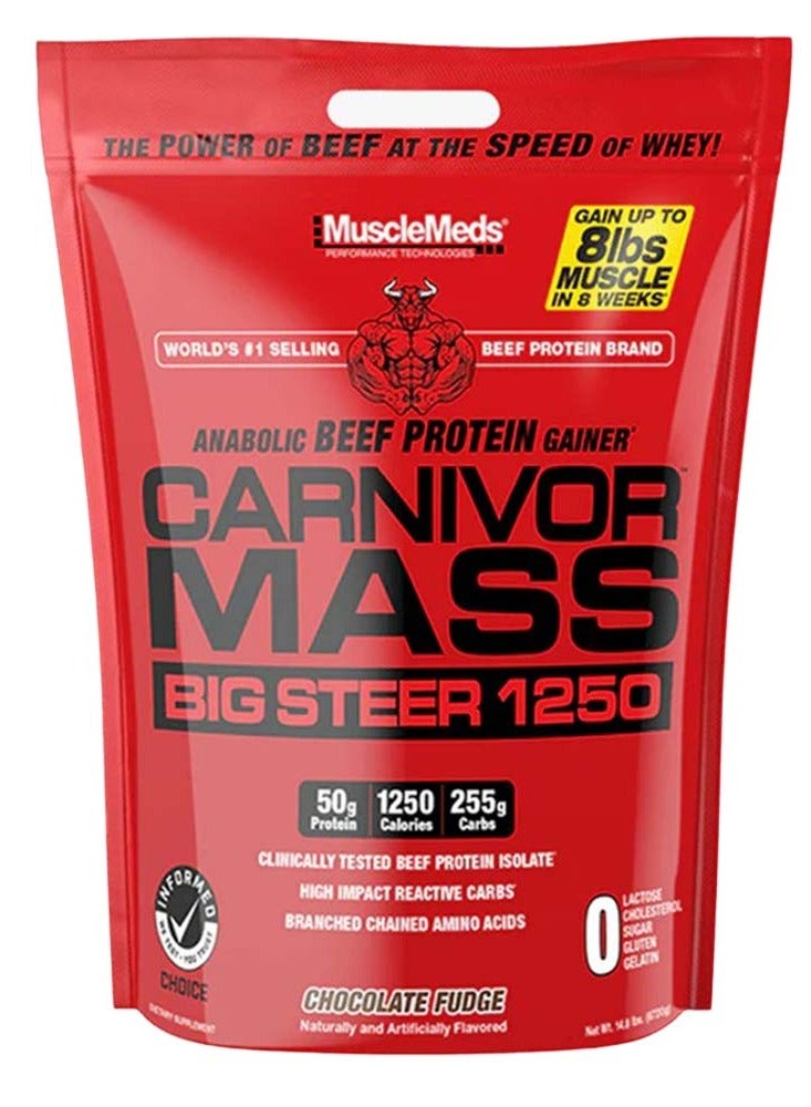 كارنيفور ماس لزيادة الوزن، بنكهة فادج الشوكولاتة، 14.8 رطل | مزيج من بروتين اللحم البقري والكربوهيدرات لدعم التغذية عالية السعرات الحرارية